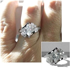 925 SILVER PLATED ZIRCON RING